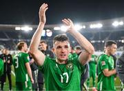 10 October 2024; Jason Knight of Republic of Ireland celebrates after the UEFA Nations League B Group 2 match between Finland and Republic of Ireland at the Helsinki Olympic Stadium in Helsinki, Finland. Photo by Stephen McCarthy/Sportsfile