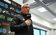 11 October 2024; Waterford manager Keith Long is interviewed before the SSE Airtricity Men's Premier Division match between Waterford and Drogheda United at the Regional Sports Centre in Waterford. Photo by Tyler Miller/Sportsfile
