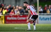 11 October 2024; Patrick Hoban of Derry City celebrates after scoring his side's first goal during the SSE Airtricity Men's Premier Division match between Derry City and Bohemians at The Ryan McBride Brandywell Stadium in Derry. Photo by Ramsey Cardy/Sportsfile