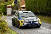 12 October 2024; Aidan Wray and Peter Ward in their VW Polo GTI R5 during the The Old Orchard Inn Donegal Harvest Stages Rally 2024 at Letterkenny in Donegal. Photo by Philip Fitzpatrick/Sportsfile