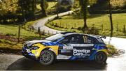 12 October 2024; Aidan Wray and Peter Ward in their VW Polo GTI R5 during the The Old Orchard Inn Donegal Harvest Stages Rally 2024 at Letterkenny in Donegal. Photo by Philip Fitzpatrick/Sportsfile