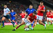 12 October 2024; Mike Haley of Munster scores his side's second try during the United Rugby Championship match between Leinster and Munster at Croke Park in Dublin. Photo by Shauna Clinton/Sportsfile