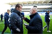 12 October 2024; Munster head coach Graham Rowntree is interviewed by RTE radio's Michael Corcoran before the United Rugby Championship match between Leinster and Munster at Croke Park in Dublin. Photo by Seb Daly/Sportsfile