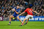 12 October 2024; Hugo Keenan of Leinster in action against Mike Haley of Munster during the United Rugby Championship match between Leinster and Munster at Croke Park in Dublin. Photo by Seb Daly/Sportsfile