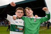 13 October 2024; Portlaoise supporters, Conor Doran, left, and Tiernan Fitzpatrick, both aged 9, before the Laois County Senior Club Football Championship final match between Portlaoise and Portarlington at Laois Hire O'Moore Park in Portlaoise, Laois. Photo by Tom Beary/Sportsfile