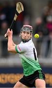 13 October 2024; Ben Coffey of Lucan Sarsfields takes a free during the Dublin County Senior Club Hurling Championship semi-final match between Kilmacud Crokes and Lucan Sarsfields at Parnell Park in Dublin. Photo by Piaras Ó Mídheach/Sportsfile