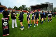 13 October 2024; Republic of Ireland international Jamie Finn presents the runners-up medals to the Athlone Town team after the EA SPORTS WU19 Cup match between Shelbourne and Athlone Town at Tolka Park in Dublin. Photo by Tyler Miller/Sportsfile