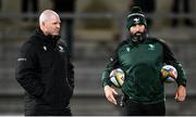 12 October 2024; Connacht head coach Pete Wilkins, left, and defence coach Scott Fardy before the United Rugby Championship match between Ulster v Connacht at Kingspan Stadium in Belfast. Photo by Ramsey Cardy/Sportsfile