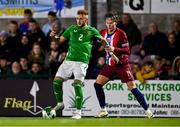 11 October 2024; Sam Curtis of Republic of Ireland and Mathias Fjortoft Lovik of Norway during the UEFA European U21 Championship qualifier match between Republic of Ireland and Norway at Turner's Cross in Cork. Photo by Ben McShane/Sportsfile