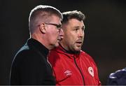 14 October 2024; St Patrick's Athletic coach Brian Gartland with St Patrick's Athletic manager Stephen Kenny, left, the SSE Airtricity Men's Premier Division match between Bohemians and St Patrick's Athletic at Dalymount Park in Dublin. Photo by Ben McShane/Sportsfile