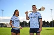 17 October 2024; Dublin GAA and Staycity Aparthotels have revealed their new alternate kit that will be worn in select matches throughout the 2025 and 2026 seasons. In attendance at Parnell Park to launch the jersey are, Dublin camogie player Emma O'Byrne and Dublin hurler Paddy Smyth. The jersey is designed to pay homage to the city's famous landmarks and rich cultural history. Photo by Sam Barnes/Sportsfile