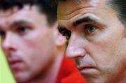 22 August 2004; Pat Fenlon, right, Shelbourne manager, during a press conference with Kevin Doherty in advance of the UEFA Champions League, 3rd round second leg qualifier game against Deportivo La Coruna on Tuesday. Hotel Melia Maria Pita, La Coruna, Spain. Picture credit; David Maher / SPORTSFILE