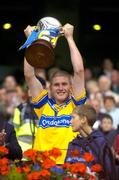 22 August 2004; Clare captain David Russel lifts the Tommy Murphy Cup after victory over Sligo. Tommy Murphy Cup Final, Clare v Sligo, Croke Park, Dublin. Picture credit; Matt Browne / SPORTSFILE