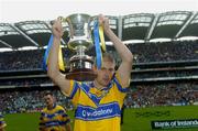 22 August 2004; Clare captain David Russell lifts the Tommy Murphy Cup. Tommy Murphy Cup Final, Clare v Sligo, Croke Park, Dublin. Picture credit; Damien Eagers / SPORTSFILE