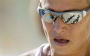 23 August 2004; Eventual Silver medallist Olimpiada Ivanova of Russia has some walkers reflected in her sunglasses during the Women's 20K Walk final. Olympic Stadium. Games of the XXVIII Olympiad, Athens Summer Olympics Games 2004, Athens, Greece. Picture credit; Brendan Moran / SPORTSFILE
