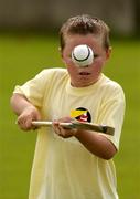 24 August 2004; Ten year old Ciaran Walsh, from Irishtown, at the Dublin Docklands Festival of Football and Hurling, for 10-14 year olds from the Docklands area, at Parnell Park, Dublin. Picture credit; Ray McManus / SPORTSFILE