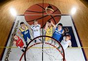 25 September 2013; Basketball Ireland stars, from left, Edel Thornton, Singleton SuperValu Brunell, Neil Campbell, UL Eagles, Paul Dick, Belfast Star, Conor Meany, UCD Marian, Ciaran O'Sullivan, UCC Deamons, and Lindsay Peat, DCU Mercy, during the launch of the Basketball Ireland 2013/2014 Season at the National Basketball Arena, Tallaght, Dublin. Picture credit: Stephen McCarthy / SPORTSFILE