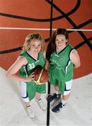 25 September 2013; Liffey Celtics' Ailbhe O'Connor, left, and Aine O'Connor during the launch of the Basketball Ireland 2013/2014 Season at the National Basketball Arena, Tallaght, Dublin. Picture credit: Stephen McCarthy / SPORTSFILE