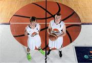 25 September 2013; Team Left Bank Kilkenny stars Sean Kenny, left, and Brian Hogan during the launch of the Basketball Ireland 2013/2014 Season at the National Basketball Arena, Tallaght, Dublin. Picture credit: Stephen McCarthy / SPORTSFILE