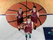 25 September 2013; NUI Galway stars, from left, Michele McCaughern, Sarah Gealish and Leah Cunningham during the launch of the Basketball Ireland 2013/2014 Season at the National Basketball Arena, Tallaght, Dublin. Picture credit: Stephen McCarthy / SPORTSFILE