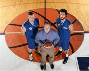 25 September 2013; Griffith College coach David Baker with Darren McKeown, left, and K.C Rodenburg, right, during the launch of the Basketball Ireland 2013/2014 Season at the National Basketball Arena, Tallaght, Dublin. Picture credit: Stephen McCarthy / SPORTSFILE