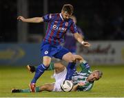 26 September 2013; Greg Bolger, St. Patrick's Athletic, in action against Gary Dempsey, Bray Wanderers. Airtricity League Premier Division, Bray Wanderers v St. Patrick's Athletic, Carlisle Grounds, Bray, Co. Wicklow. Picture credit: Matt Browne / SPORTSFILE