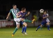 26 September 2013; Conor Early, Bray Wanderers, in action against Conor Byrne, St. Patrick's Athletic. Airtricity League Premier Division, Bray Wanderers v St. Patrick's Athletic, Carlisle Grounds, Bray, Co. Wicklow. Picture credit: Matt Browne / SPORTSFILE