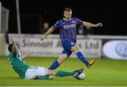 26 September 2013; Daryl Kavanagh, St. Patrick's Athletic, in action against David Webster, Bray Wanderers. Airtricity League Premier Division, Bray Wanderers v St. Patrick's Athletic, Carlisle Grounds, Bray, Co. Wicklow. Picture credit: Matt Browne / SPORTSFILE