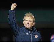 26 September 2013; St. Patrick's Athletic manager Liam Buckley celebrates after the game. Airtricity League Premier Division, Bray Wanderers v St. Patrick's Athletic, Carlisle Grounds, Bray, Co. Wicklow. Picture credit: Matt Browne / SPORTSFILE