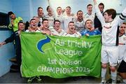 27 September 2013; The Athlone Town players celebrate after victory over Waterford United to become  Airtricity League First Division champions. Airtricity League First Division, Athlone Town v Waterford United, Athlone Town Stadium, Lissywoollen, Athlone, Co. Westmeath. Picture credit: David Maher / SPORTSFILE