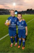 27 September 2013; Mascots Jamie McLoughlin, age 10, from Old Belvedere RFC, left, and Charlie Redmond Murray, age 8, from St Colmcilles SNS, Knocklyon, before the game. Celtic League 2013/14, Round 4, Leinster v Cardiff Blues, RDS, Ballsbridge, Dublin. Picture credit: Stephen McCarthy / SPORTSFILE