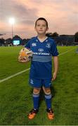27 September 2013; Mascot Charlie Redmond Murray, age 8, from St Colmcilles SNS, Knocklyon, before the game. Celtic League 2013/14, Round 4, Leinster v Cardiff Blues, RDS, Ballsbridge, Dublin. Picture credit: Stephen McCarthy / SPORTSFILE