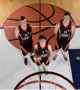 25 September 2013; Tolka Rovers players, from left, David O'Beirne, Paul Caffrey and Mark Blanchfield during the launch of the Basketball Ireland 2013/2014 Season at the National Basketball Arena, Tallaght, Dublin. Picture credit: Stephen McCarthy / SPORTSFILE