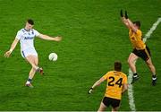 19 October 2024; Johnny Heaney of Connacht scores a two pointer from outside the 40m arc, to level the match and send it to penalties, during the Allianz GAA Football Interprovincial Championship Final match between Connacht and Ulster at Croke Park in Dublin. Photo by Piaras Ó Mídheach/Sportsfile