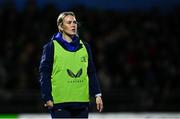 19 October 2024; Leinster athletic performance intern Molly Sullivan before the United Rugby Championship match between Connacht and Leinster at Dexcom Stadium in Galway. Photo by Seb Daly/Sportsfile