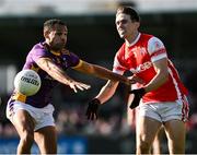 20 October 2024; Michael Fitzsimons of Cuala in action against Craig Dias of Kilmacud Crokes during the Dublin County Senior Club Football Championship final match between Cuala and Kilmacud Crokes at Parnell Park in Dublin. Photo by Daire Brennan/Sportsfile
