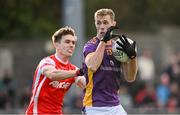 20 October 2024; Paul Mannion of Kilmacud Crokes in action against Michael Fitzsimons of Cuala during the Dublin County Senior Club Football Championship final match between Cuala and Kilmacud Crokes at Parnell Park in Dublin. Photo by Daire Brennan/Sportsfile