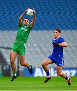 19 October 2024; James McCarthy of Leinster in action against Colm O Callaghan of Munster during the Allianz GAA Football Interprovincial Championship Shield Final match between Leinster and Munster at Croke Park in Dublin. Photo by Shauna Clinton/Sportsfile