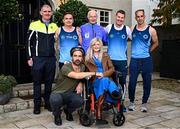 24 October 2024; Jim Aughney, Race Director of the Dublin Marathon, along with Declan Bolger, CEO of Irish Life, presented a €20,000 donation to Debra Ireland today. Pictured are, back row from left, members of the Garda Síochána Athletics Club who will running the Irish Life Dublin Marathon, Inspector Keith White, detective sargeant Tom Power, Jim Aughney, Race Director of the Dublin Marathon, detective Garda Ian Redican and detective Garda Ernie Frazer, alongside actor Colin Farrell, front left, who is running the 2024 Irish Life Dublin Marathon for Debra in honour of his close friend, Emma Fogarty, the longest-surviving person with epidermolysis bullosa (EB). Debra supports individuals living with this severe skin condition. Emma will join Colin on the last 4km of the journey to the finish line to mark her miraculous 40th birthday. Photo by Seb Daly/Sportsfile