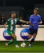 24 October 2024; Ronan Finn of UCD in action against Shane Griffin of Bray Wanderers during the SSE Airtricity Men's First Division Play-Off semi-final first leg match between Bray Wanderers and UCD at Carlisle Grounds in Bray, Wicklow. Photo by Thomas Flinkow/Sportsfile
