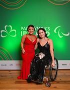 24 October 2024; Paralympics Ireland hosted their Paris 2024 Ball at the RDS in Dublin this evening. The event was held to honour and celebrate the outstanding achievements and contributions of all those involved in the success of the Paralympic Games in Paris. Pictured are Paralympian Nicole Turner and Ailbhe Kelly during the event at the RDS in Dublin. Photo by Sam Barnes/Sportsfile