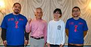 24 October 2024; From left, Daisuke Kitshara, Taki J, Kenko Yoshida and Yutaka Sakurai from Tokyo, Japan during opening ceremony of the O'Neills.com World 4-Wall Championships at the Hotel Kilkenny in Kilkenny. Photo by Stephen Marken/Sportsfile