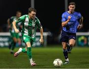 24 October 2024; Conor Knight of Bray Wanderers in action against Ronan Finn of UCD during the SSE Airtricity Men's First Division Play-Off semi-final first leg match between Bray Wanderers and UCD at Carlisle Grounds in Bray, Wicklow. Photo by Thomas Flinkow/Sportsfile