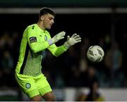 24 October 2024; Bray Wanderers goalkeeper Jimmy Corcoran during the SSE Airtricity Men's First Division Play-Off semi-final first leg match between Bray Wanderers and UCD at Carlisle Grounds in Bray, Wicklow. Photo by Thomas Flinkow/Sportsfile