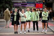 25 October 2024; Republic of Ireland players, from left, Niamh Fahey, Denise O'Sullivan, Eva Mangan, Grace Moloney and Sophie Whitehouse during a team walk before the UEFA Women's EURO 2025 Play-Off Round 1 first leg match between Georgia and Republic of Ireland at Mikheil Meskhi Stadium II in Tbilisi, Georgia. Photo by Stephen McCarthy/Sportsfile