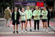 25 October 2024; Republic of Ireland players, from left, Niamh Fahey, Denise O'Sullivan, Eva Mangan, Grace Moloney and Sophie Whitehouse during a team walk before the UEFA Women's EURO 2025 Play-Off Round 1 first leg match between Georgia and Republic of Ireland at Mikheil Meskhi Stadium II in Tbilisi, Georgia. Photo by Stephen McCarthy/Sportsfile