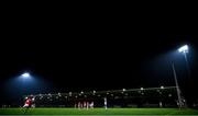 25 October 2024; Lee Brennan of Trillick kicks a successful free during the Tyrone County Senior Club Football Championship final match between Errigal Ciarán and Trillick at O'Neills Healy Park in Omagh, Tyrone. Photo by Ramsey Cardy/Sportsfile