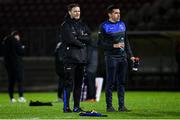 25 October 2024; Errigal Ciaran manager Enda McGinley, left, and Paul Quinn before the Tyrone County Senior Club Football Championship final match between Errigal Ciarán and Trillick at O'Neills Healy Park in Omagh, Tyrone. Photo by Ramsey Cardy/Sportsfile