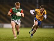 26 October 2024; Luke Feeney of Ballina Stephenites in action against Connell Dempsey of Knockmore during the Mayo County Senior Club Football Championship final match between Ballina Stephenites and Knockmore at Hastings Insurance MacHale Park in Castlebar, Mayo. Photo by Piaras Ó Mídheach/Sportsfile
