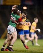 26 October 2024; Padraig O'Hora of Ballina Stephenites and Kevin McLoughlin of Knockmore tussle off the ball, as Knockmore go on the attack, during the Mayo County Senior Club Football Championship final match between Ballina Stephenites and Knockmore at Hastings Insurance MacHale Park in Castlebar, Mayo. Photo by Piaras Ó Mídheach/Sportsfile